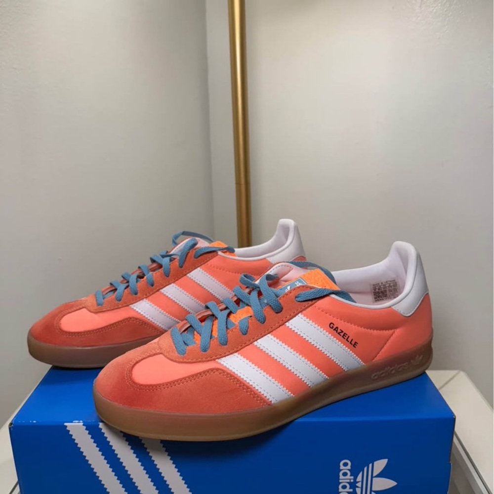 Adidas Gazelle Indoor Coral Orange and White Sneakers
